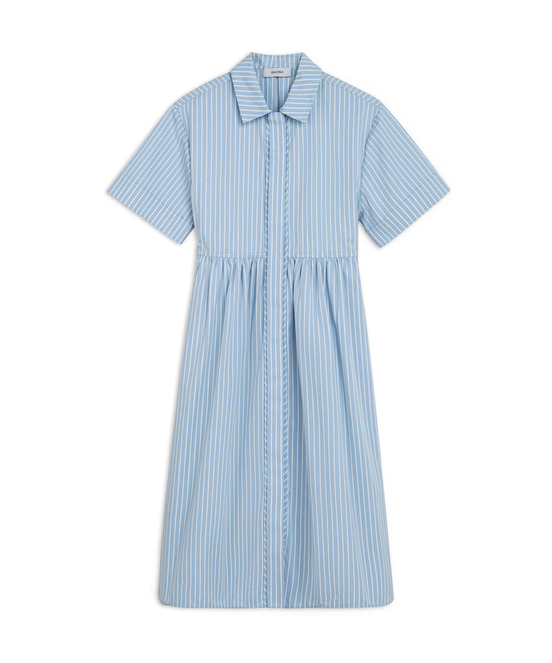 Machka Poplin Dress With Waist Tie Light Blue