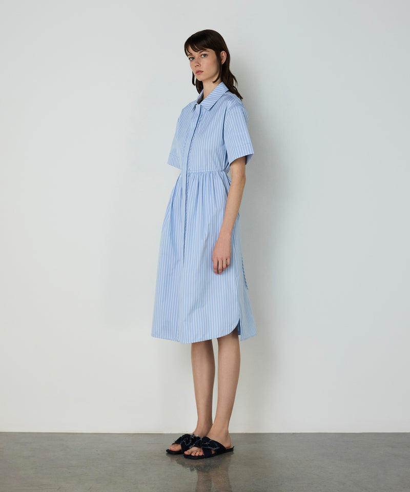 Machka Poplin Dress With Waist Tie Light Blue