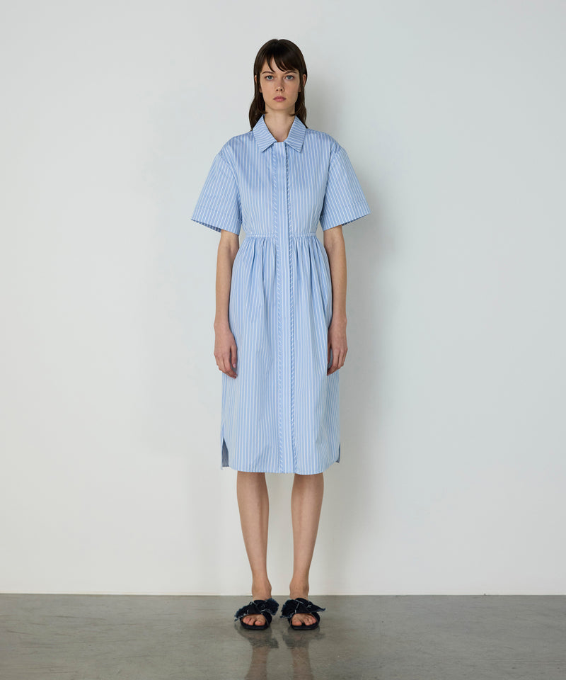 Machka Poplin Dress With Waist Tie Light Blue