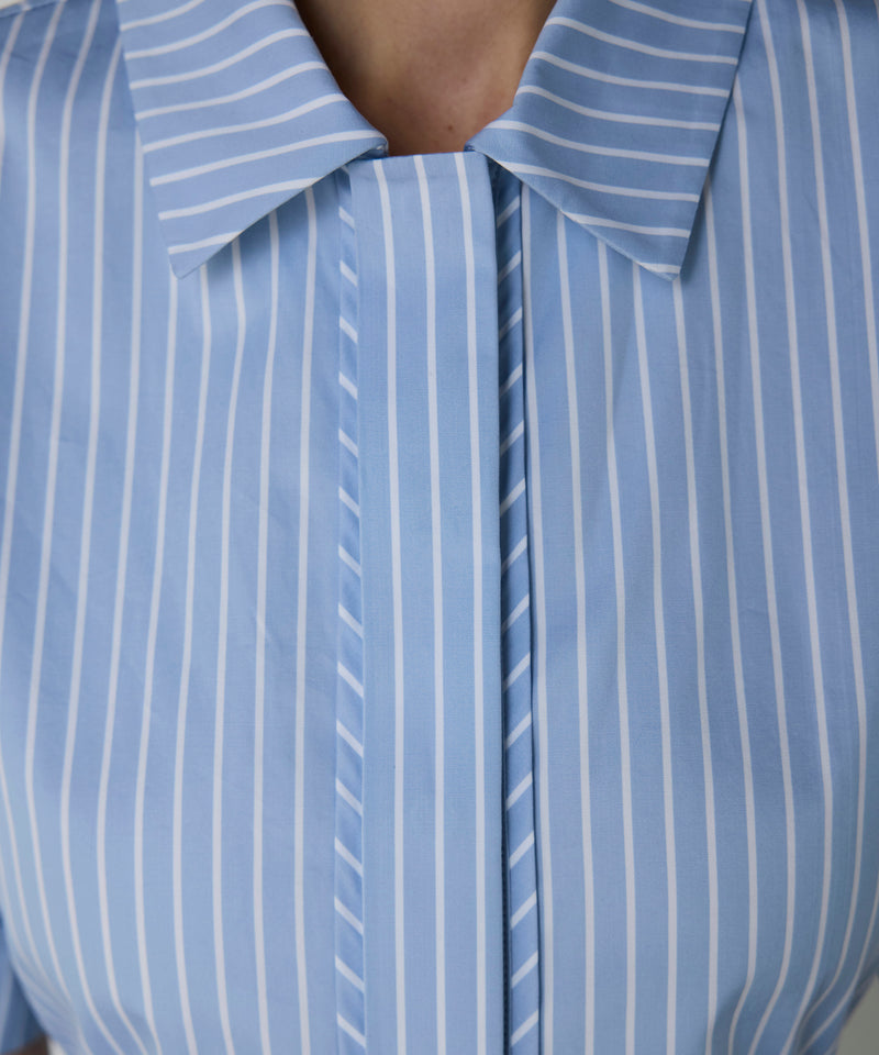 Machka Poplin Dress With Waist Tie Light Blue