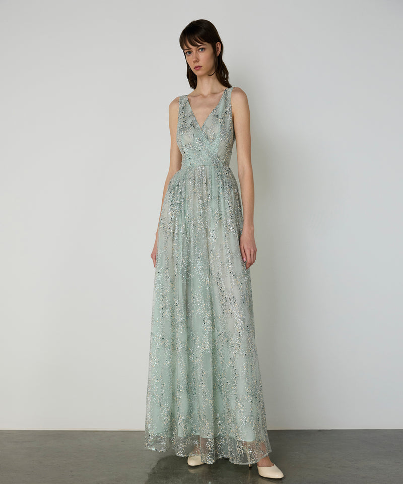 Machka Embroidered Double Breasted Dress Light Blue