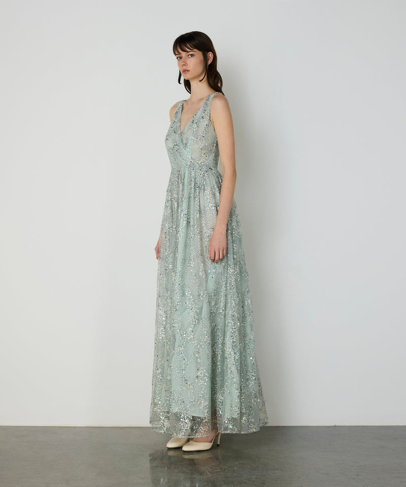 Machka Embroidered Double Breasted Dress Light Blue