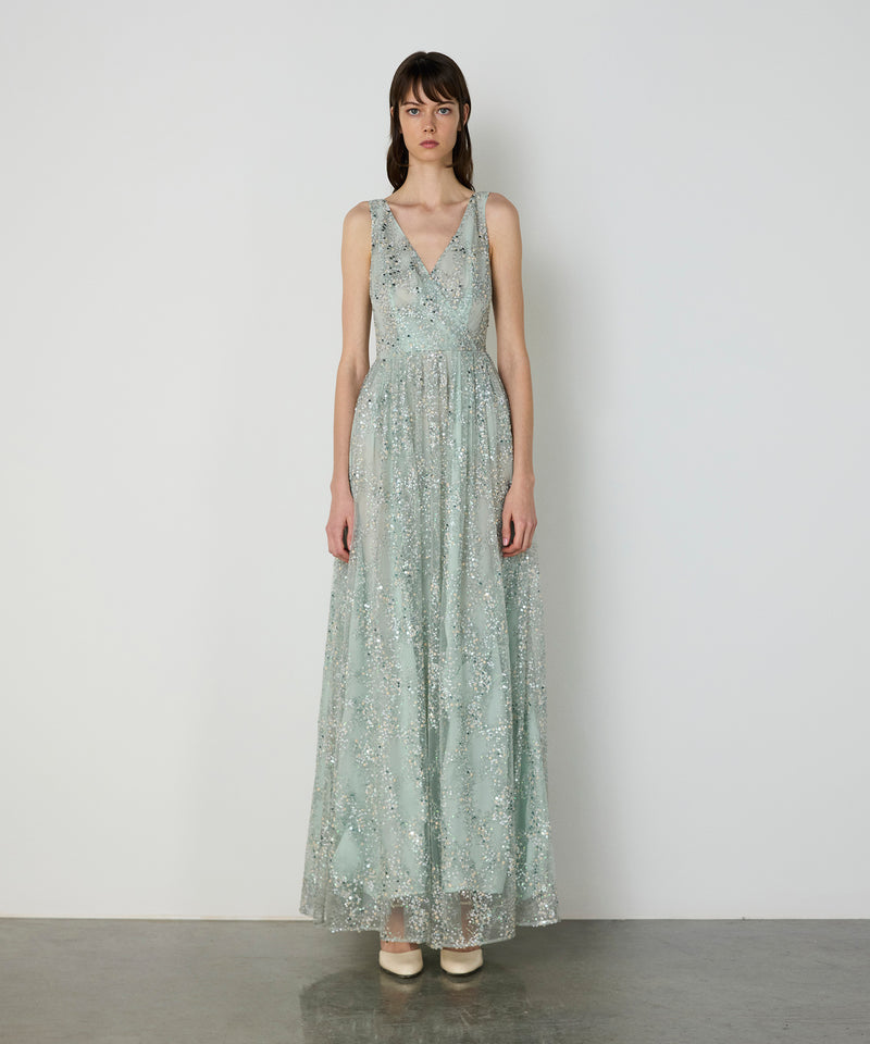 Machka Embroidered Double Breasted Dress Light Blue