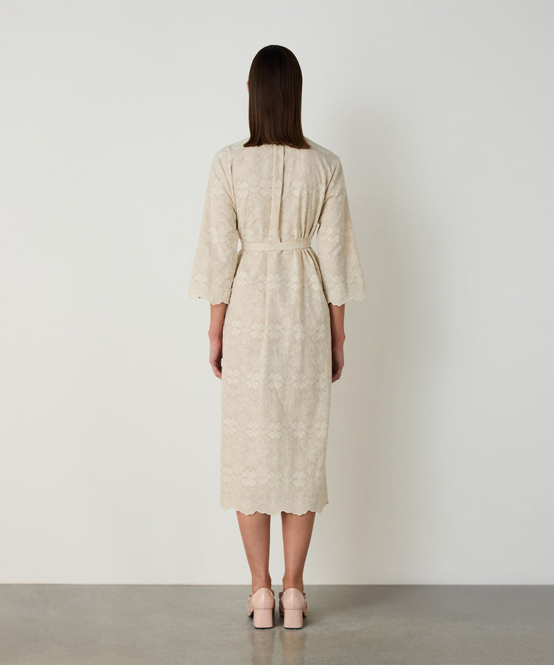 Machka Embroidered Dress With A Grandad Collar Beige