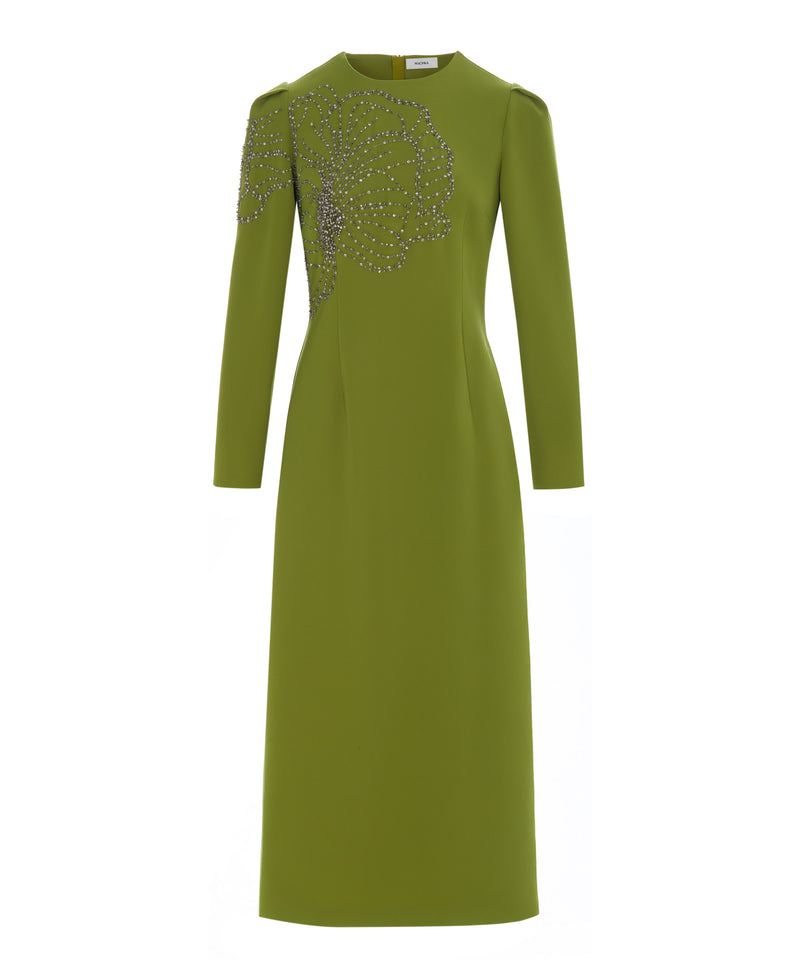 Machka Embroidered Detail Dress Green