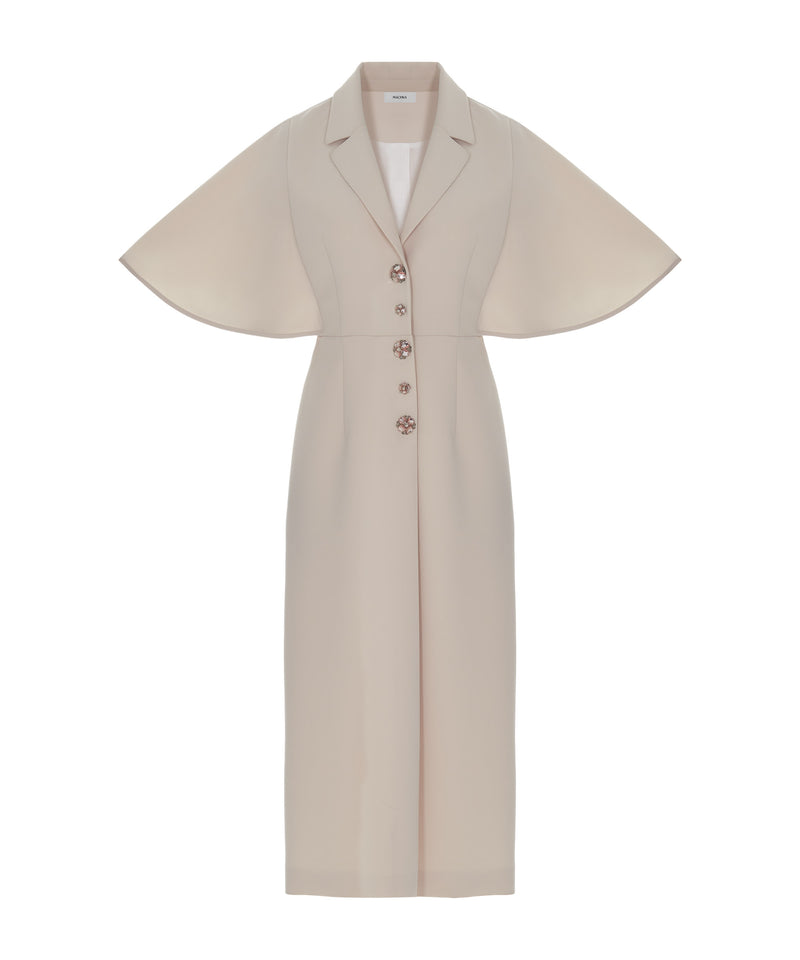 Machka Wide Sleeve Dress With Button Accessories Beige