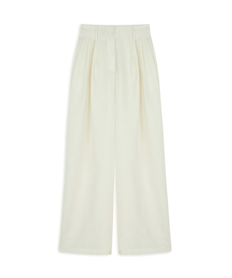 Machka Wide-Cut Linen Trousers White