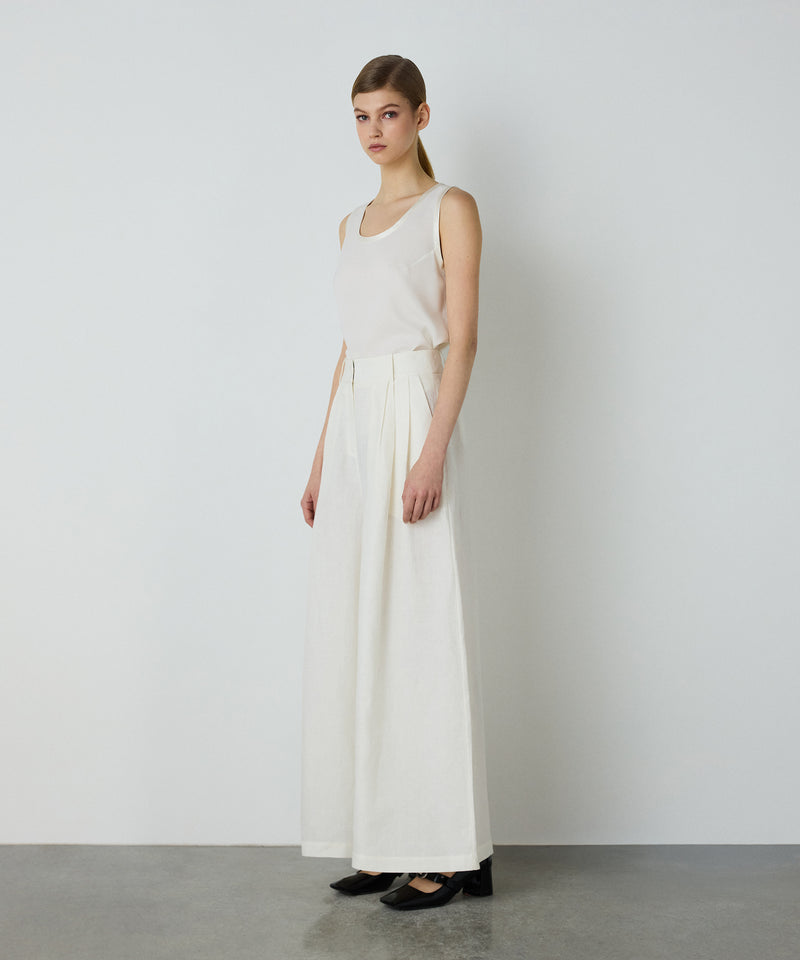 Machka Wide-Cut Linen Trousers White
