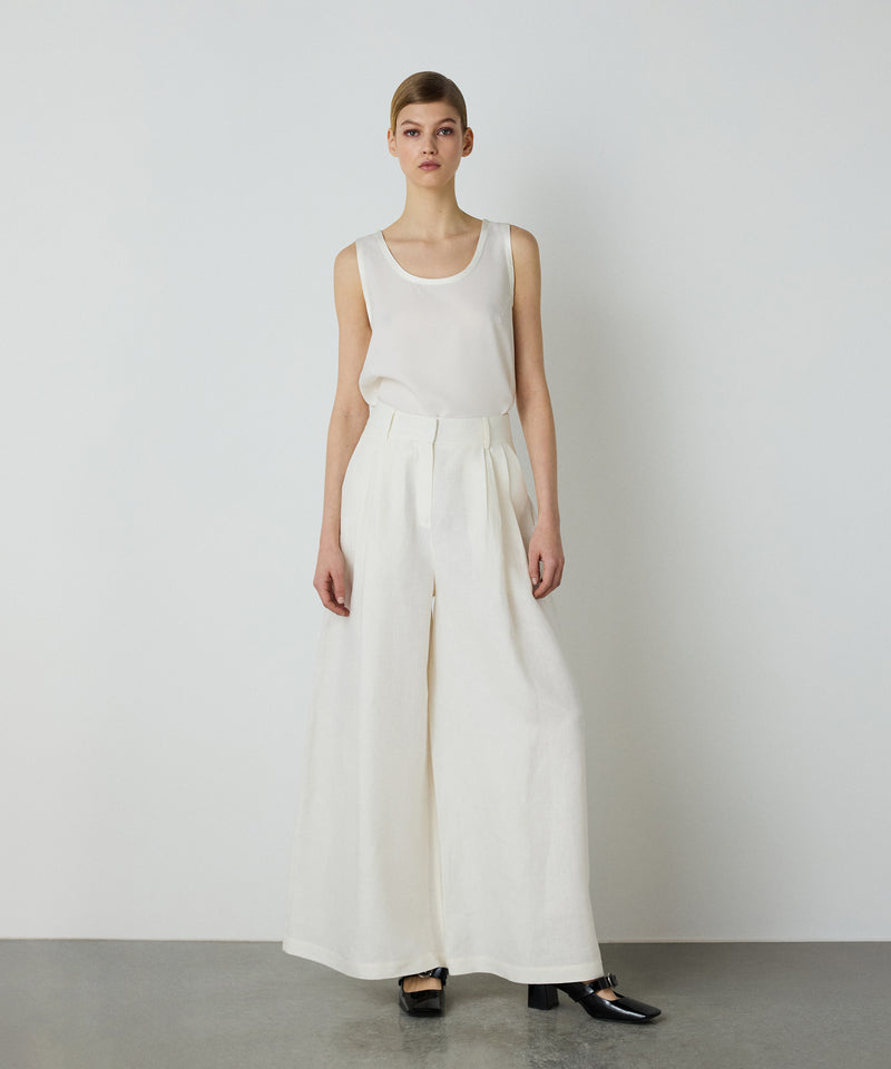 Machka Wide-Cut Linen Trousers White