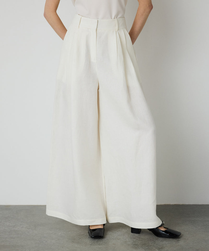 Machka Wide-Cut Linen Trousers White