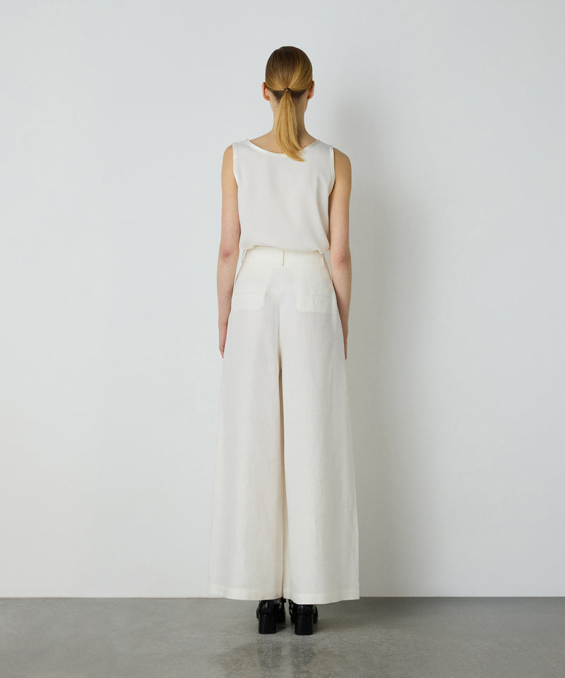 Machka Wide-Cut Linen Trousers White