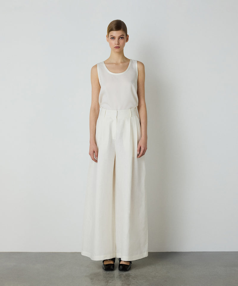Machka Wide-Cut Linen Trousers White