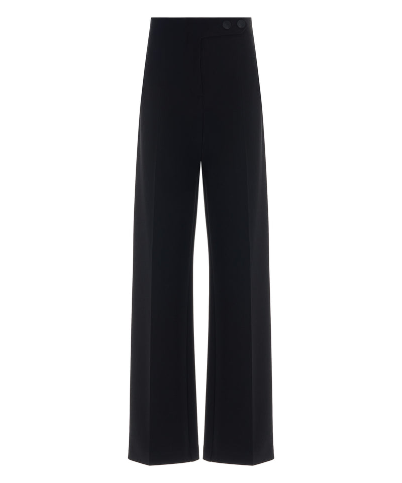 Machka High Waist Button Detail Trousers Black