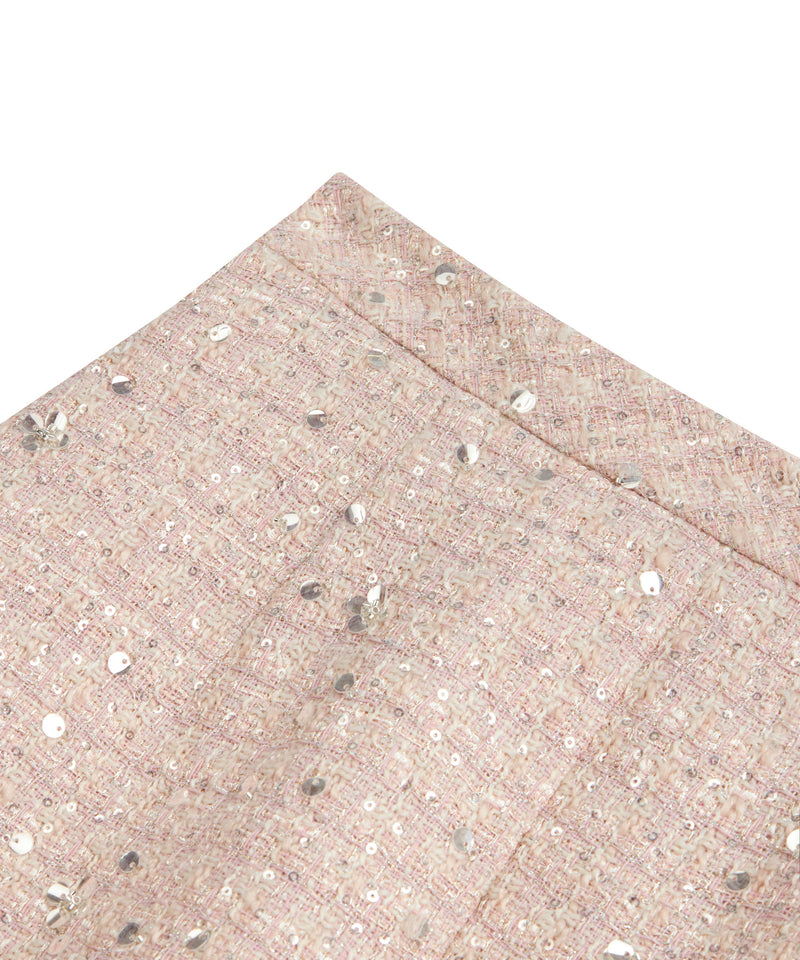 Machka Sequined Tweed Skirt Powder