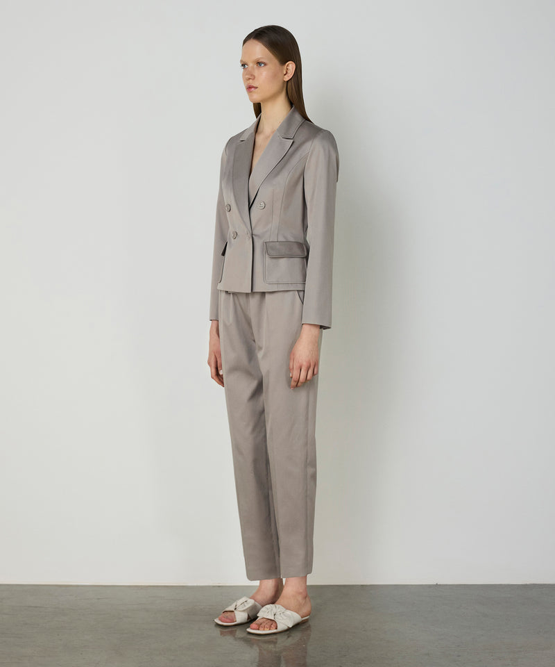 Machka Gabardine Blazer With Wide Pockets Stone