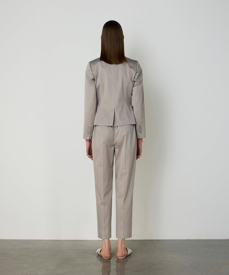 Machka Gabardine Blazer With Wide Pockets Stone