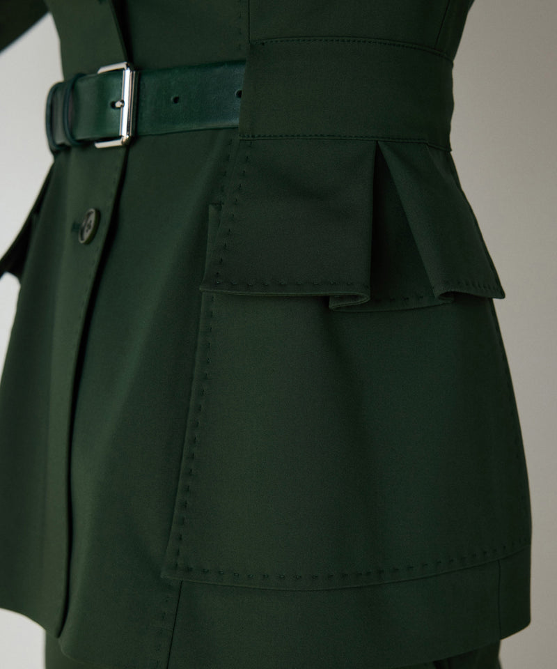 Machka Belted Mono Collar Blazer Green