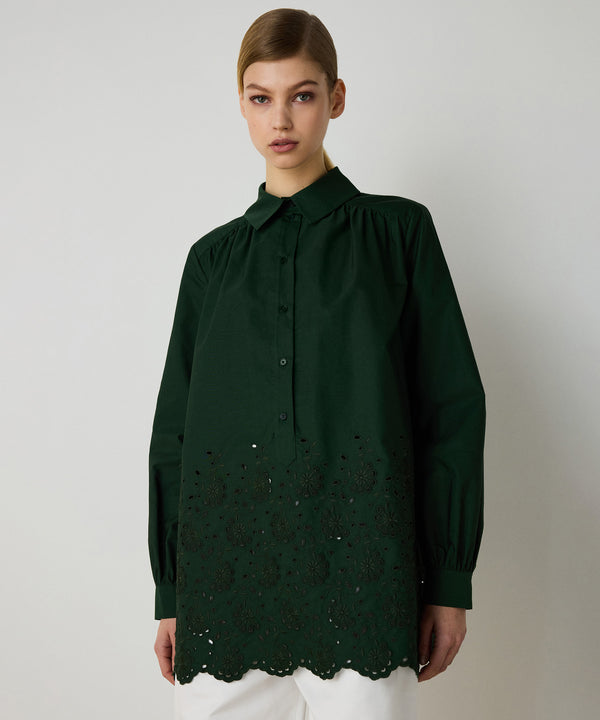 Machka Embroidered Oversize Blouse Green