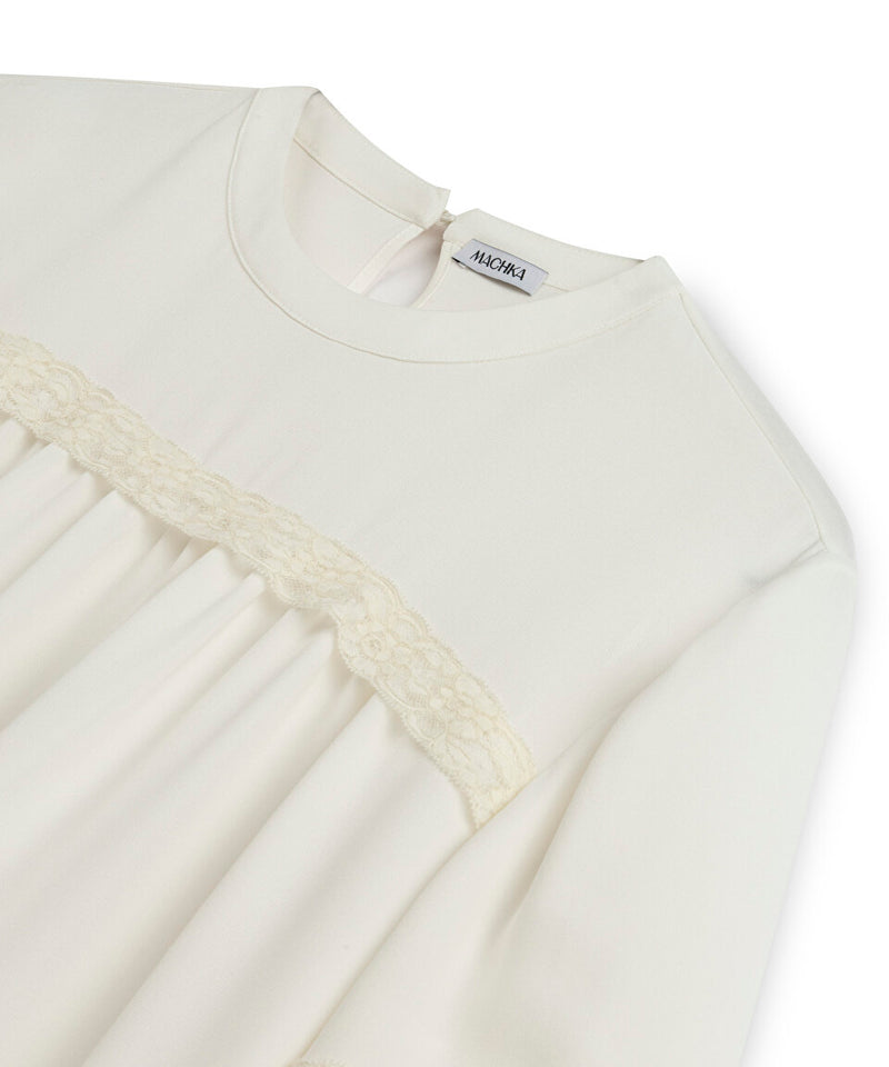 Machka Lace Mix Silk Blouse Off White
