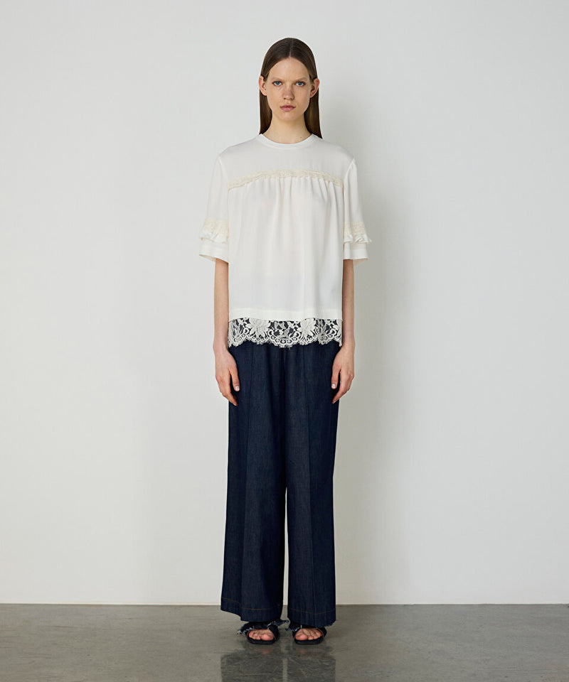 Machka Lace Mix Silk Blouse Off White