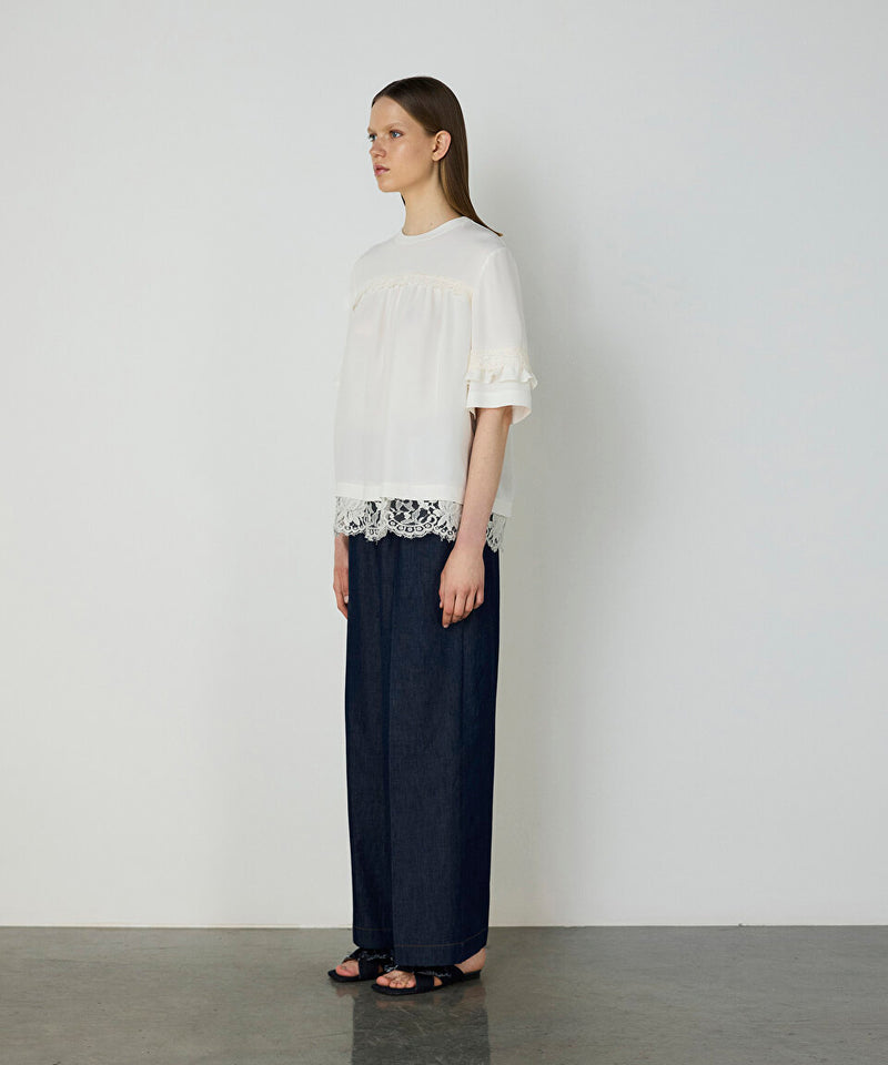 Machka Lace Mix Silk Blouse Off White