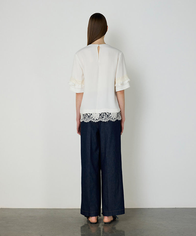 Machka Lace Mix Silk Blouse Off White