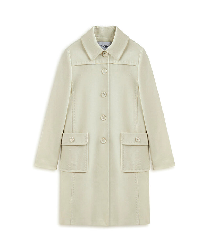 Machka Gabardine Overcoat With Wide Pockets Off White