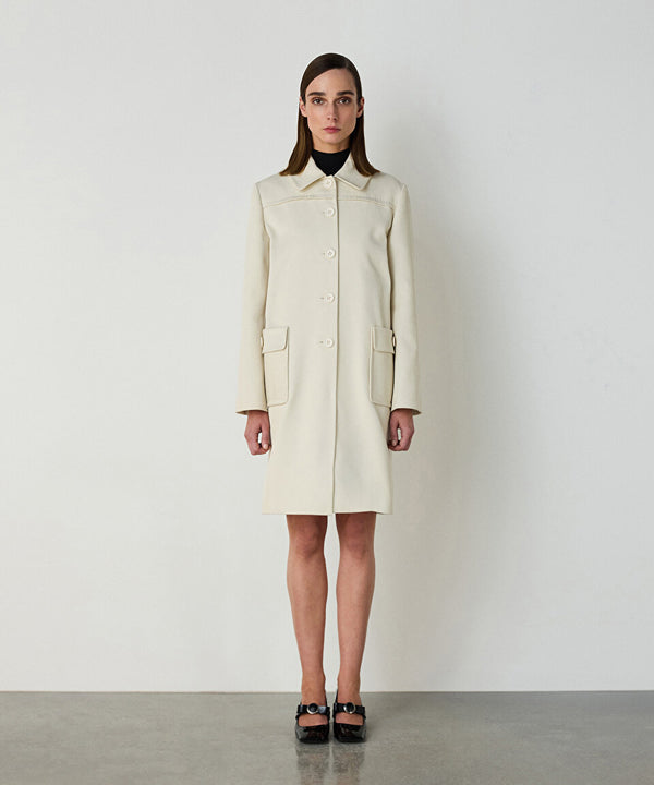 Machka Gabardine Overcoat With Wide Pockets Off White