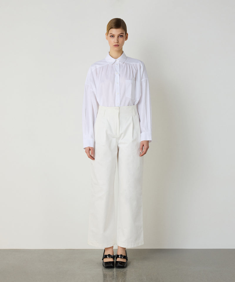 Machka Pleated Wide Cut Shirt White