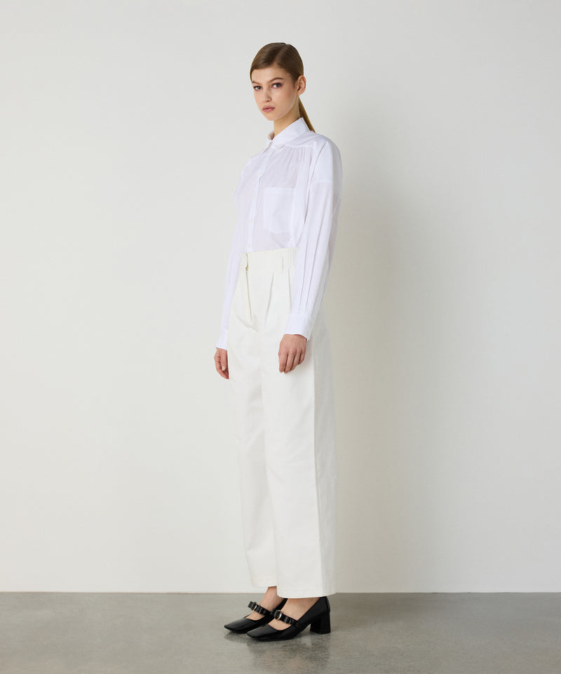 Machka Pleated Wide Cut Shirt White