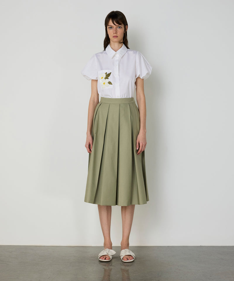 Machka Poplin Shirt With Floral Module Embroidery White