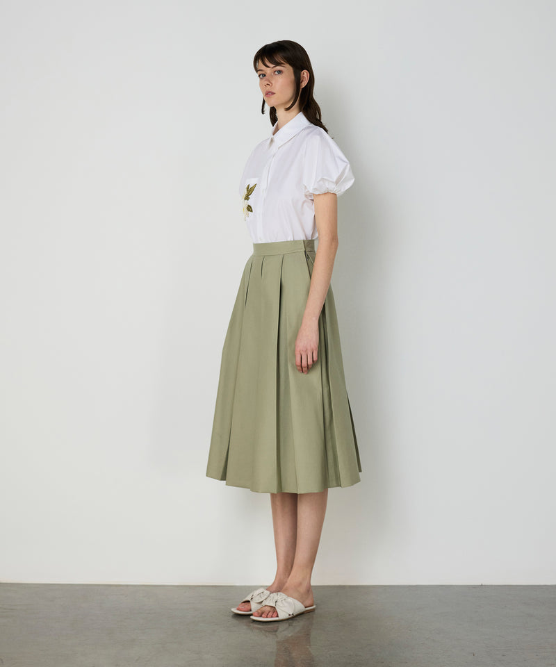 Machka Poplin Shirt With Floral Module Embroidery White