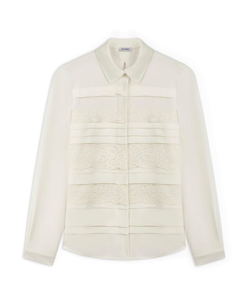 Machka Lace Striped Blouse Off White