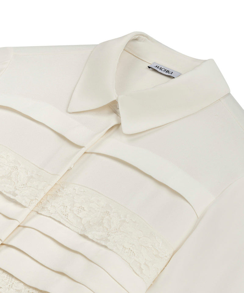 Machka Lace Striped Blouse Off White