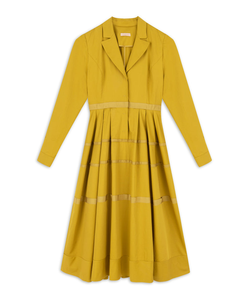 Machka Grosgrain Striped Poplin Dress Yellow