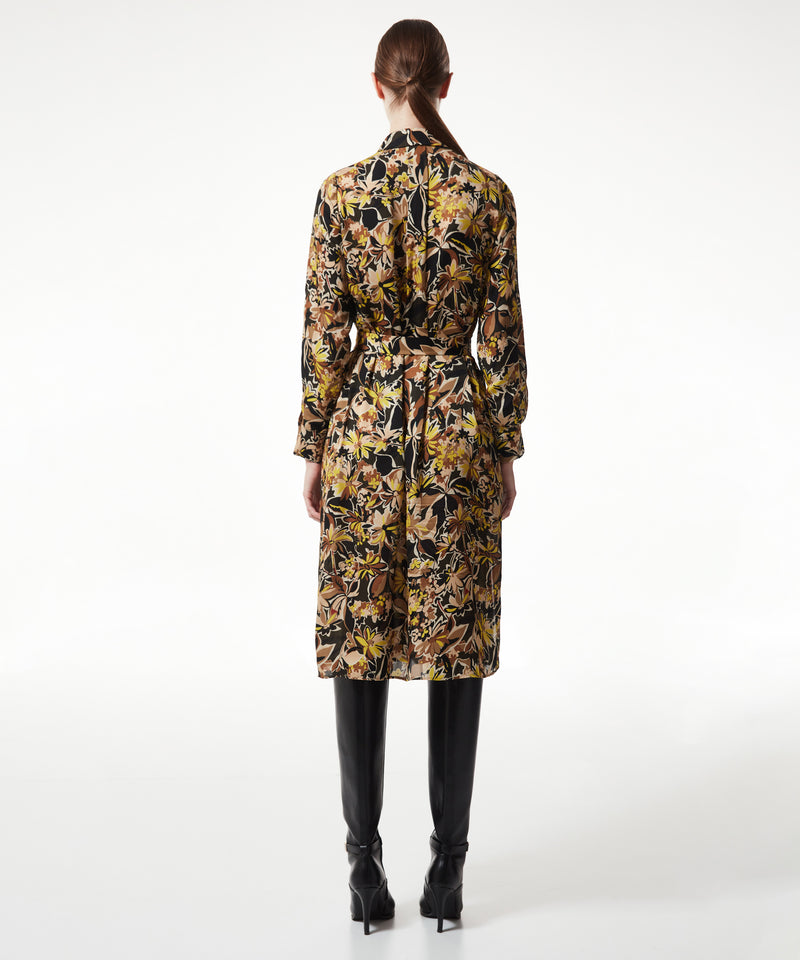 Machka Flower Pattern Shirt Dress Olive Green