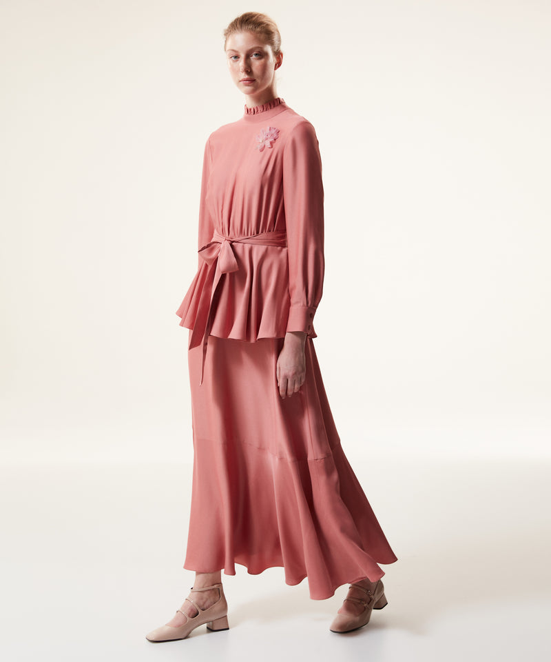 Machka Belted Maxi Dress With Brooch-Embellished Powder