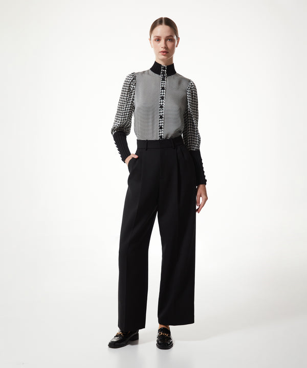 Machka Wool-Blend Wide-Cut Trousers Black