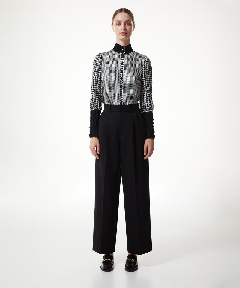 Machka Wool-Blend Wide-Cut Trousers Black