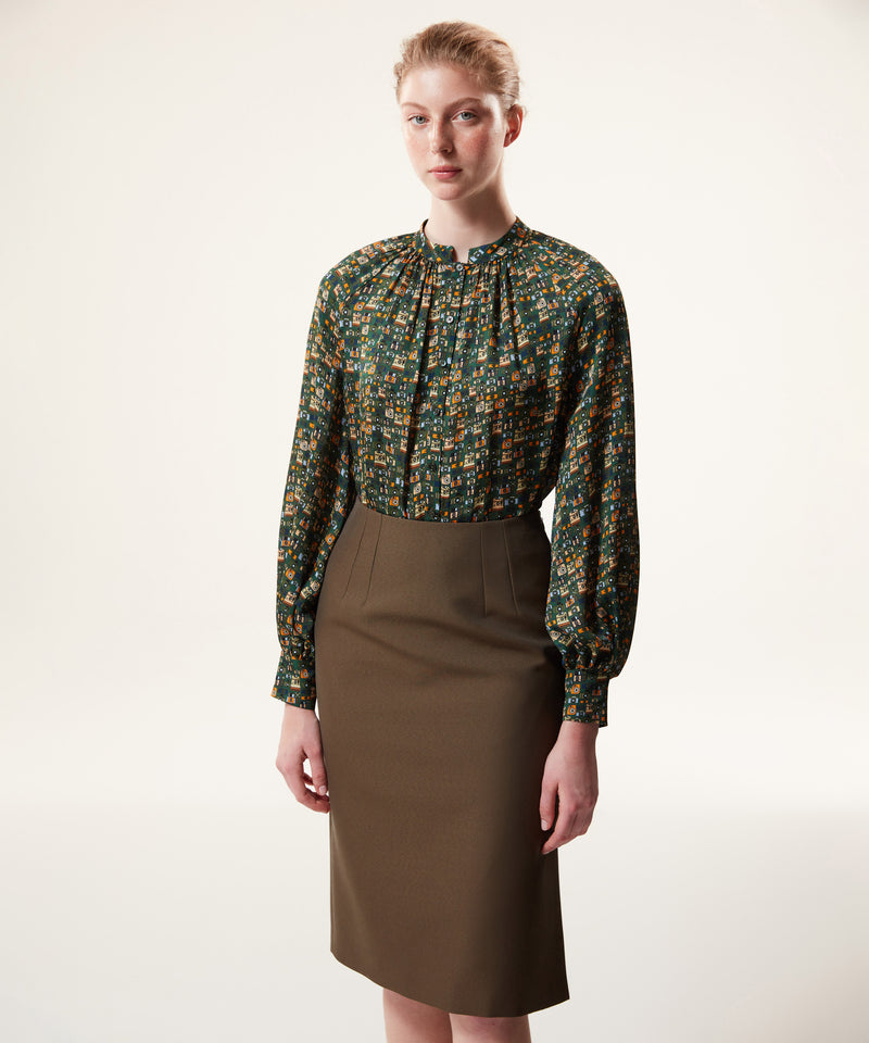 Machka Pencil Skirt With Slit Detailed Dark Green