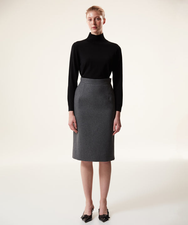 Machka Wool Side Zip Skirt Grey