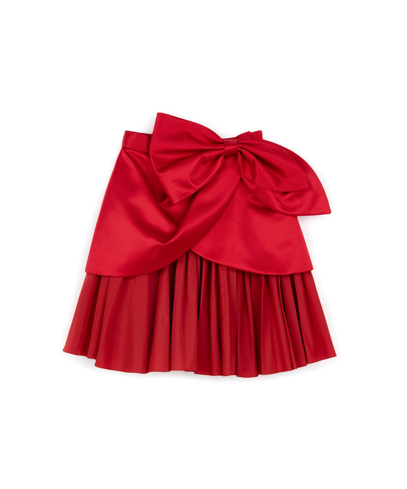 Machka Satin Duchess Skirt With Bow Red