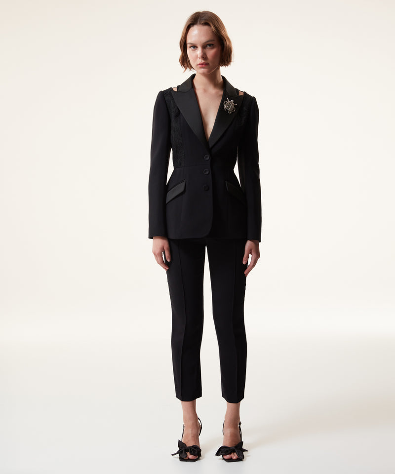 Machka Cutout Blazer With Satin Duchess Garnish Black