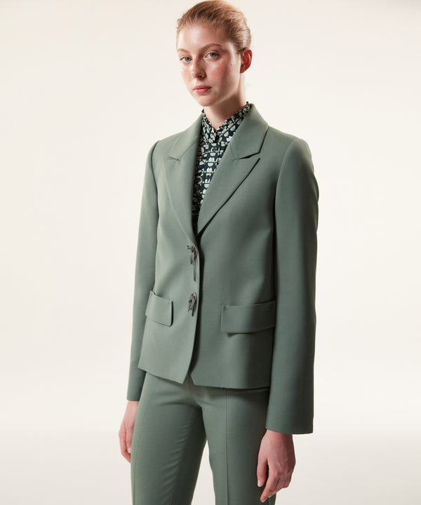 Machka Mono Collar Blazer With Bow Accessory Light Green