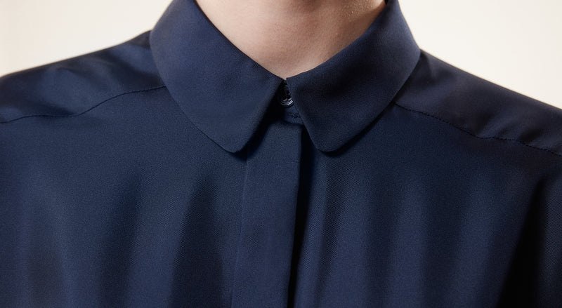 Machka Shiny Textured Solid Shirt Navy Blue