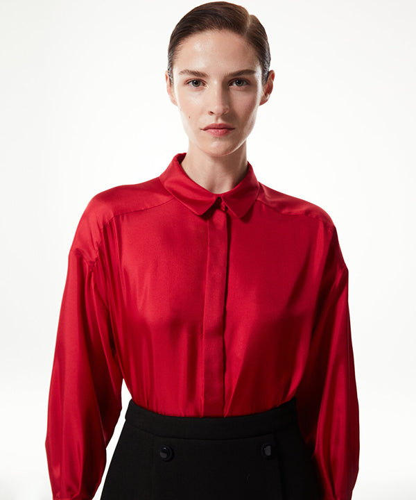 Machka Relaxed Fit Silk Shirt Red