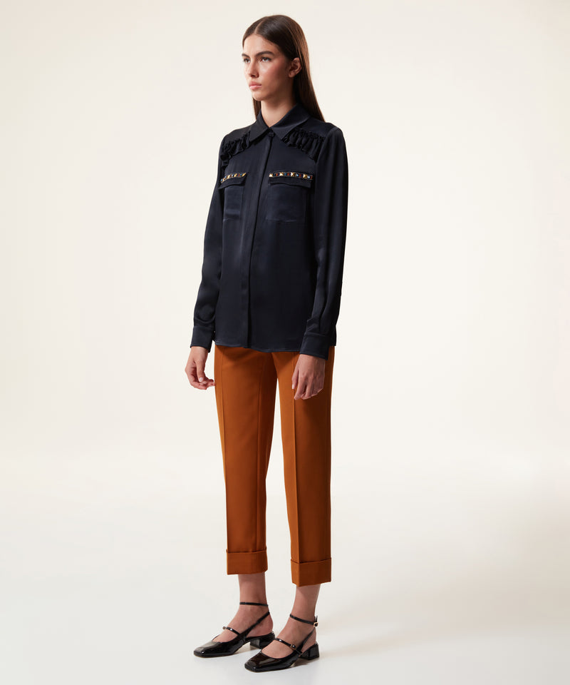 Machka Stone Embroidered Shirt Navy Blue