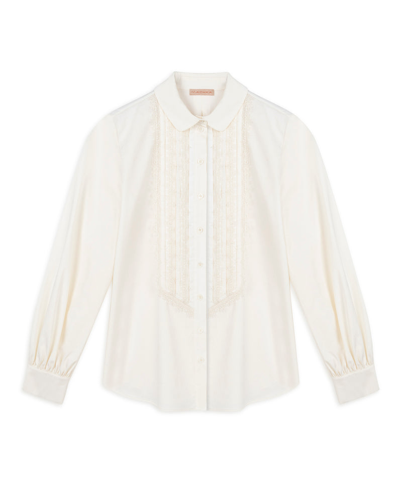 Machka Embroidered Poplin Shirt Off White