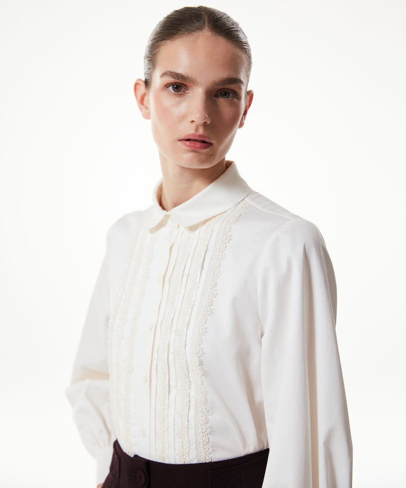 Machka Embroidered Poplin Shirt Off White