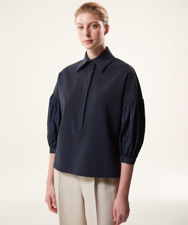 Machka Taffeta Garni Sweatshirt Navy Blue